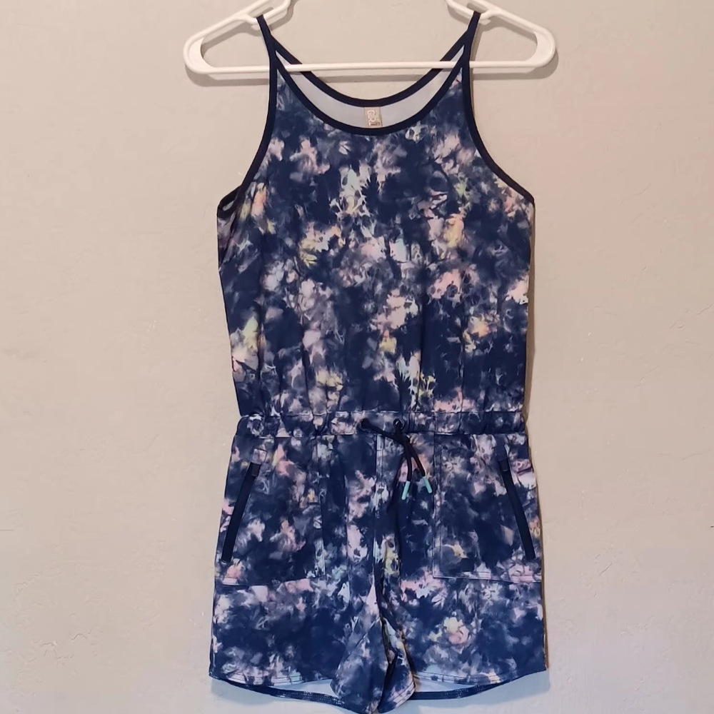 Athleta Girls On The Go Romper Sleeveless Blue Multicolor SzXL/14(Girls)